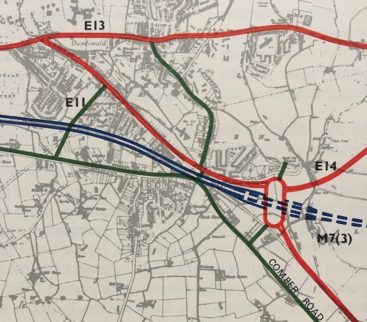 Map of M7 junction with A21 Dundonald