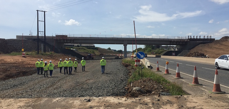 Engineers walking towards Bellshill Road
                          bridge