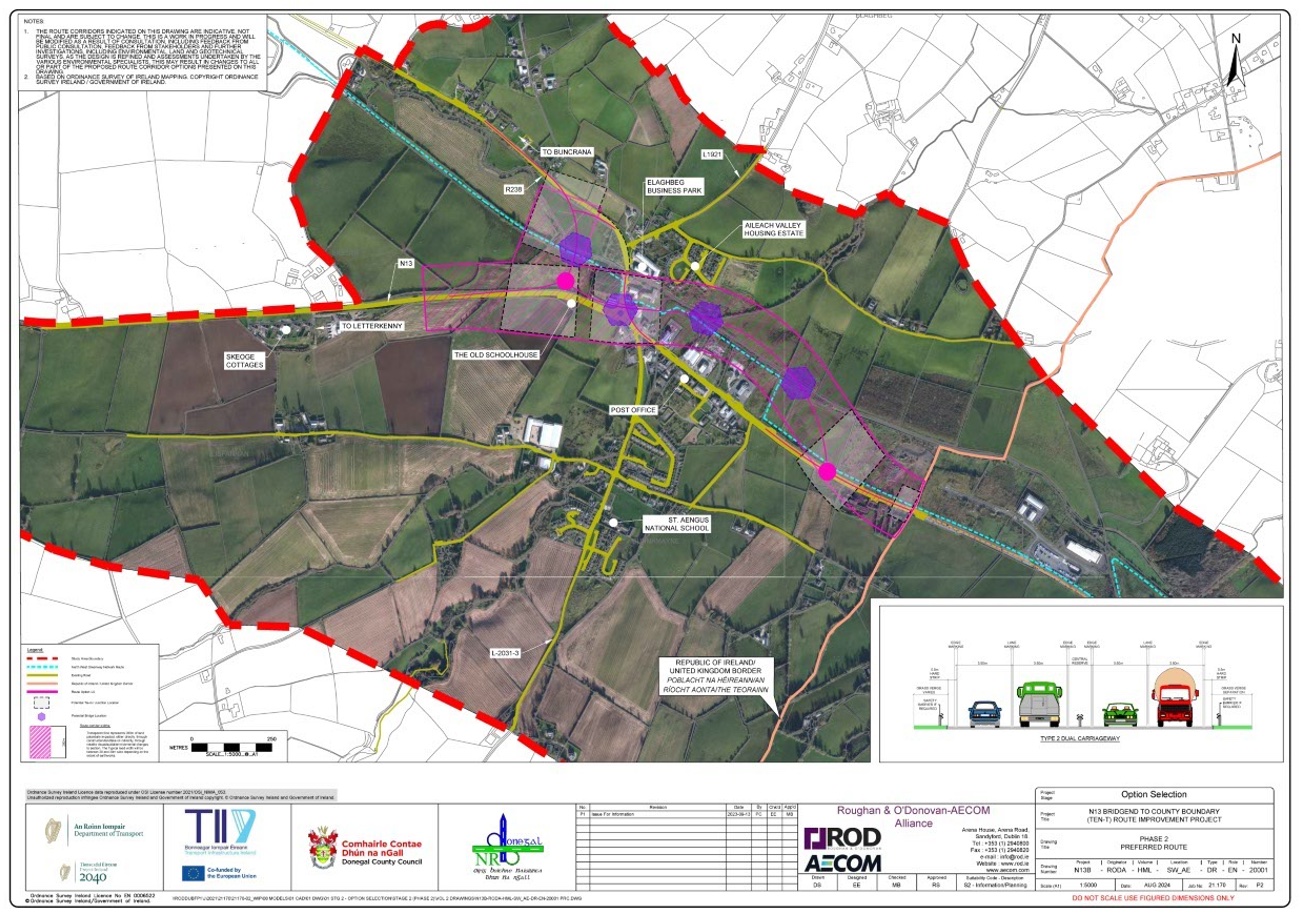 Official map showing new road route
                          curving to the north of Bridgend