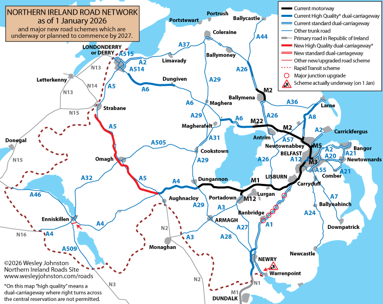 Northern Ireland Road Network as of
                          January 2026