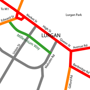 Map of Lurgan town centre - not to scale