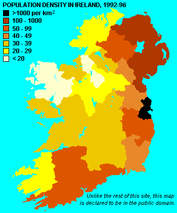 Population Density in Ireland: Map [9kB]